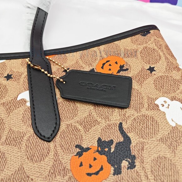 Coach Halloween ghost pumpkin cat print tote bag - Picture 4 of 6